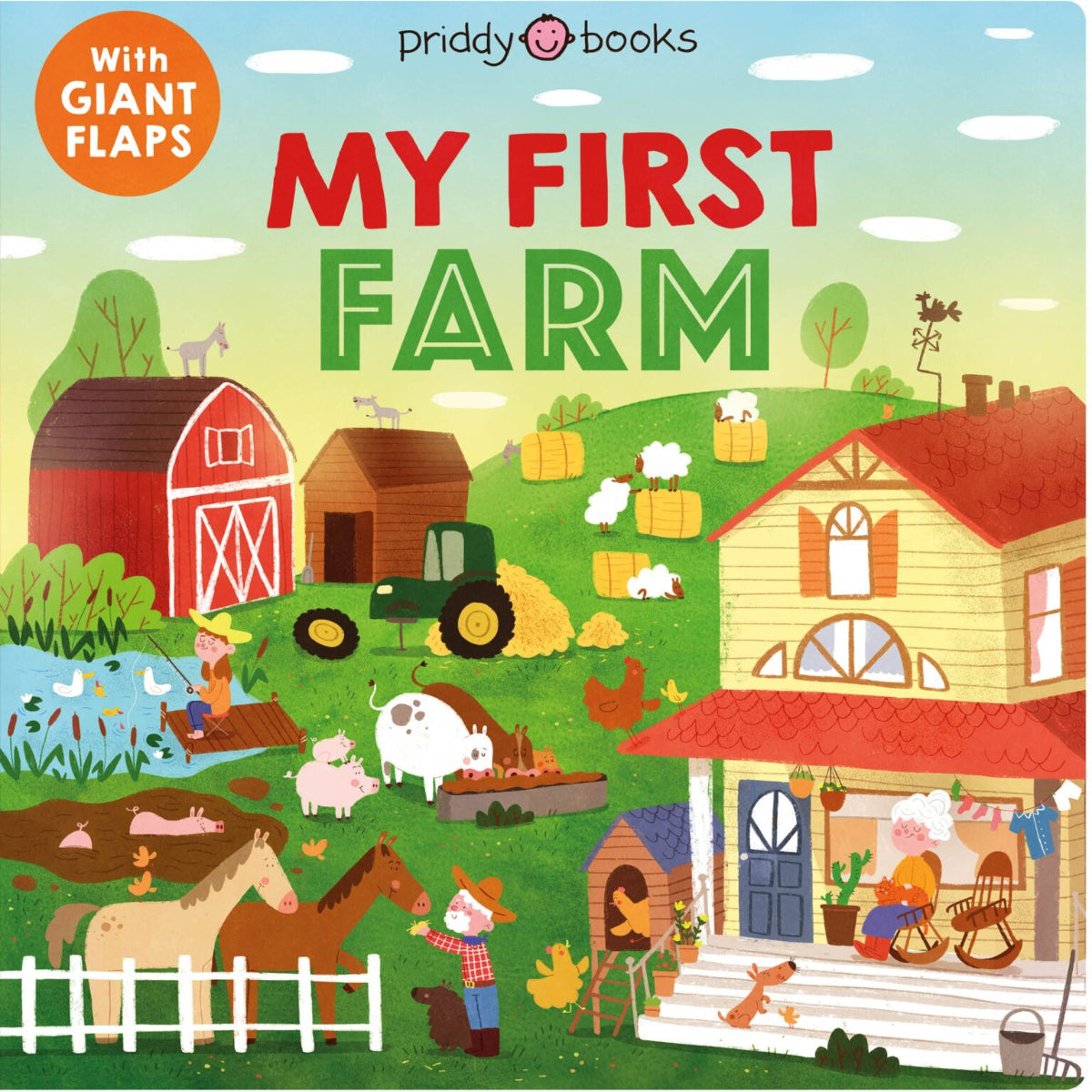 Book cover of 'My First Farm' with colorful illustrations of a farm scene. Board Book, Age 0-5, Age 0-3, Priddy Books, Roger Priddy, Children's books