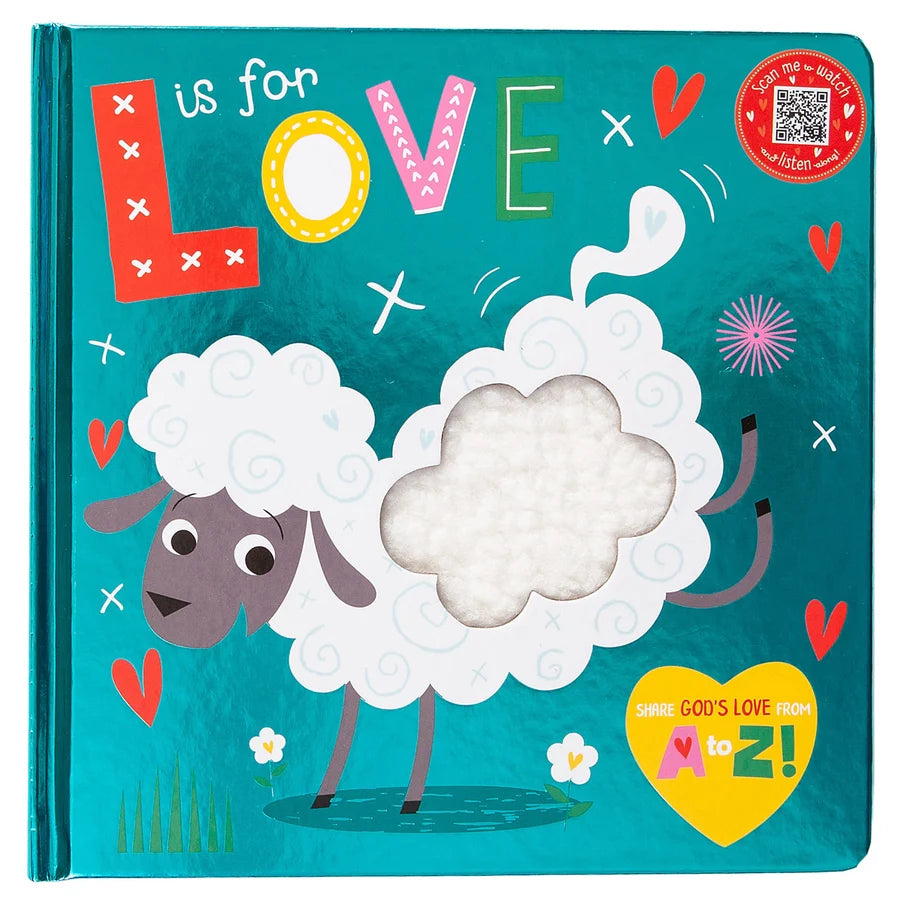 L Is for Love Christian children’s alphabet book featuring friendly animals, Scripture, prayers, and messages about God’s love, kindness, and positivity.